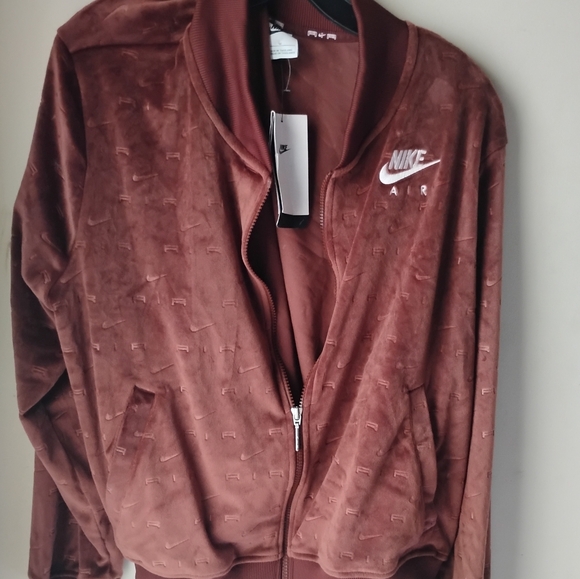 Nike Jackets & Blazers - Nike Air Track Jacket Womens 1X Briown Velour Velvet Casual Full Zip DM9193-273.